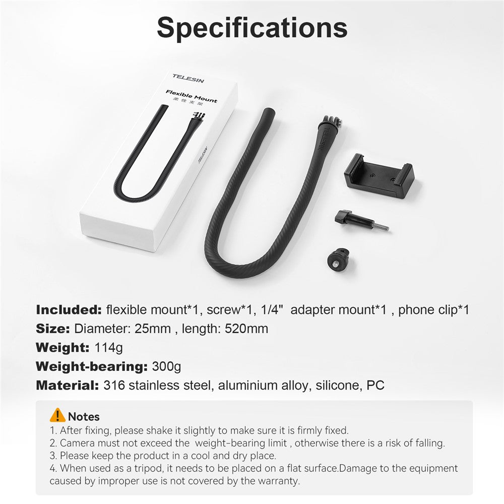 TELESIN TE-FM-003 Flexible Shooting Bracket Phone Action Camera Holder Vlogging Selfie Stick Stand