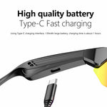 YJ006 2-i-1 Bluetooth-kompatible smarte briller UV400 vindafvisende cykel-solbriller med lyd 130mAh Type-C hurtigopladning