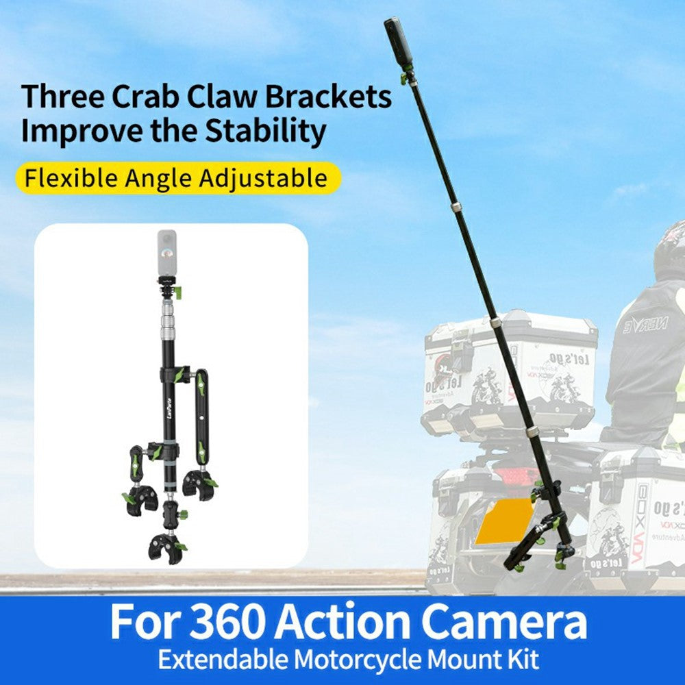 LANPARTE PMH-C3 Motorcycle Sports Camera Mount Kit Aluminum Alloy Telescopic Riding Camera Bracket