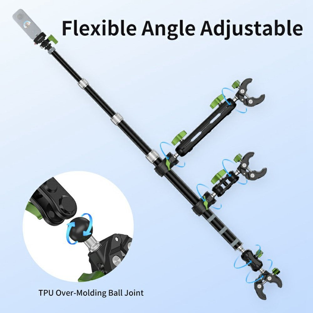 LANPARTE PMH-C3 Motorcycle Sports Camera Mount Kit Aluminum Alloy Telescopic Riding Camera Bracket