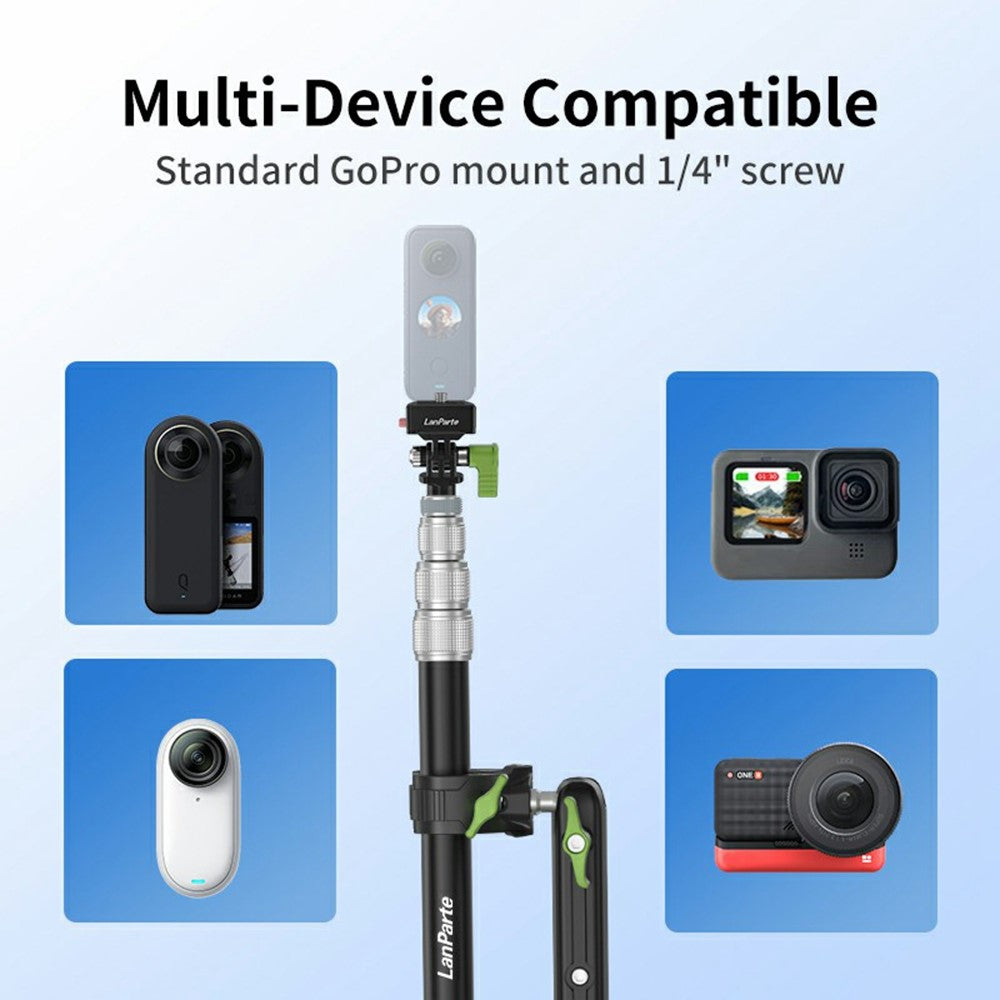 LANPARTE PMH-C3 Motorcycle Sports Camera Mount Kit Aluminum Alloy Telescopic Riding Camera Bracket