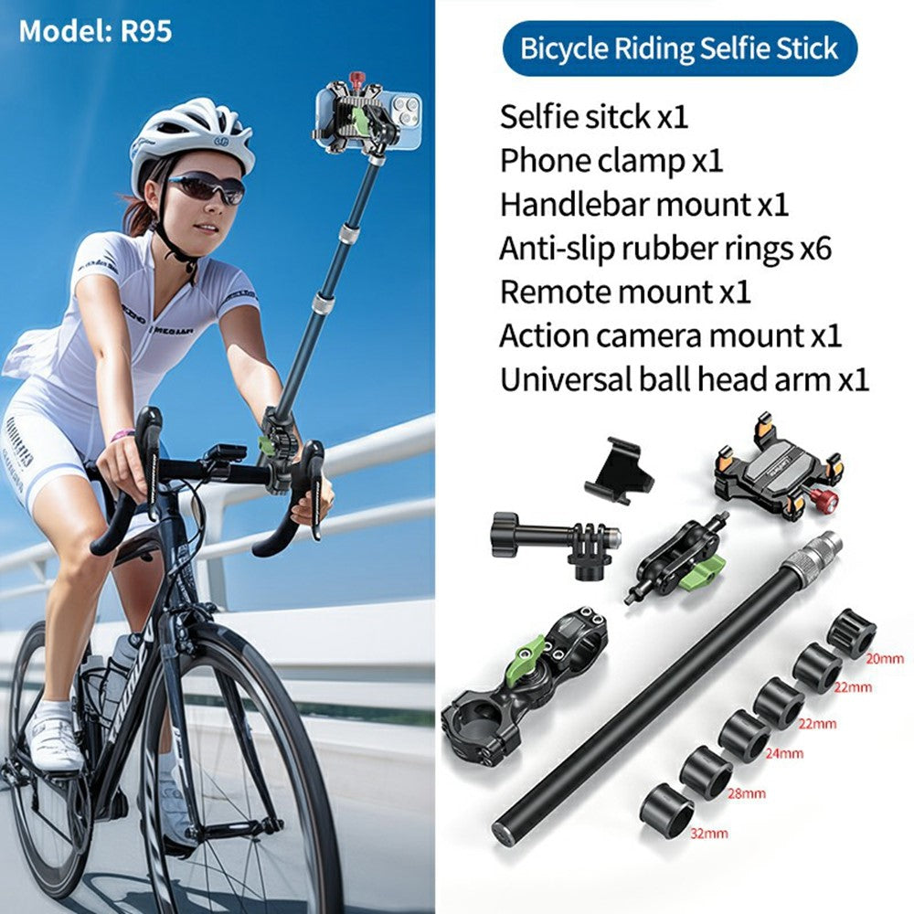 LANPARTE R95 Aluminum Alloy Telescopic Selfie Stick Monopod for Smartphones Action Cameras