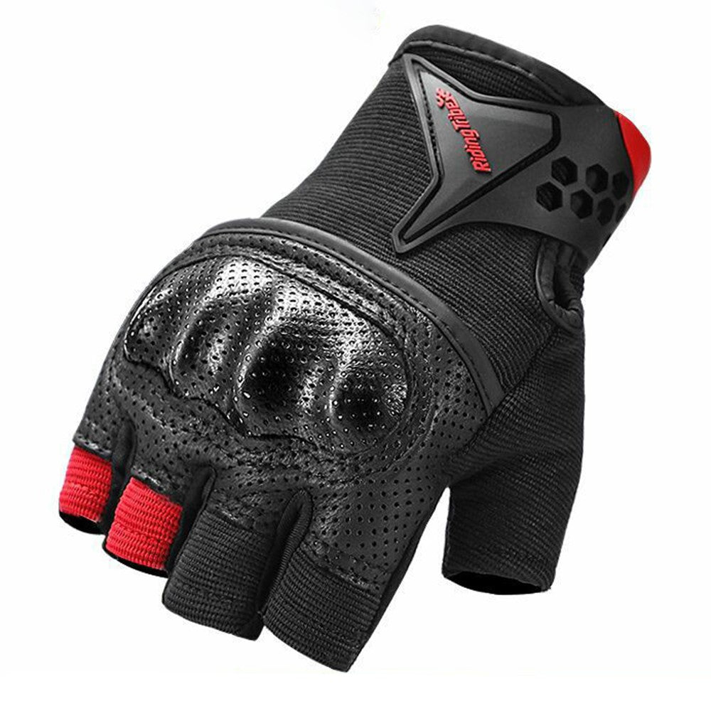 RIDING TRIBE MCS-57B Anti-slitage Sommar Anti-halk Motorcykelhandskar Halvfingerhandskar Fingerlösa handskar för cykling Motorcykelsport