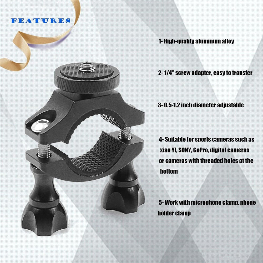 KF27870 Bike Camera Mount 1/4-inch Screw Adapter Bicycle Action Camera Bracket for GoPro / DJI Osmo