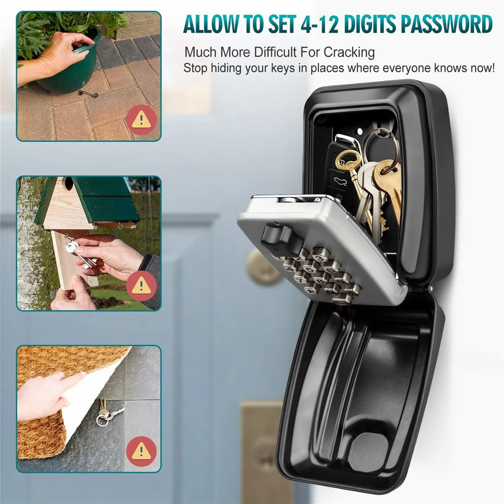 G14 Outdoor Secure Key Box Large Capacity Wall Mounted Key Box with 12 Digit Rust Proof Code Secure Key Box for Home Factory Garage