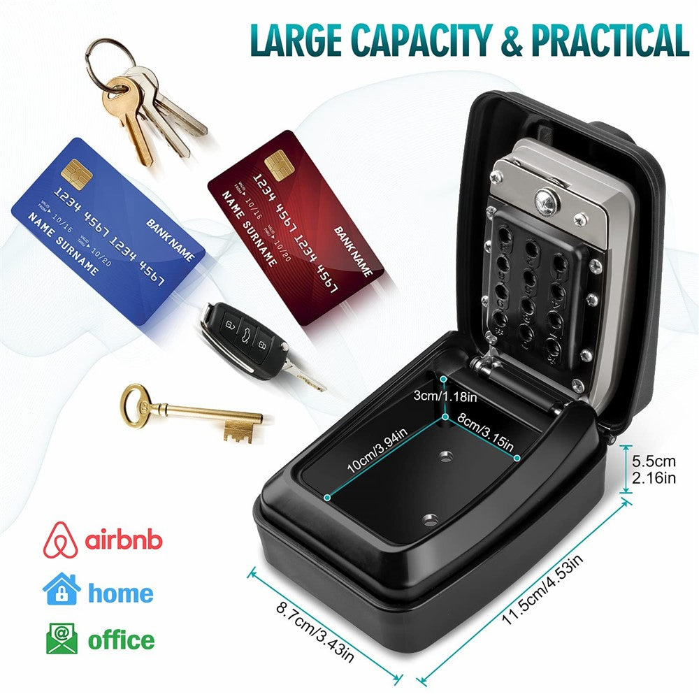 G14 Outdoor Secure Key Box Large Capacity Wall Mounted Key Box with 12 Digit Rust Proof Code Secure Key Box for Home Factory Garage