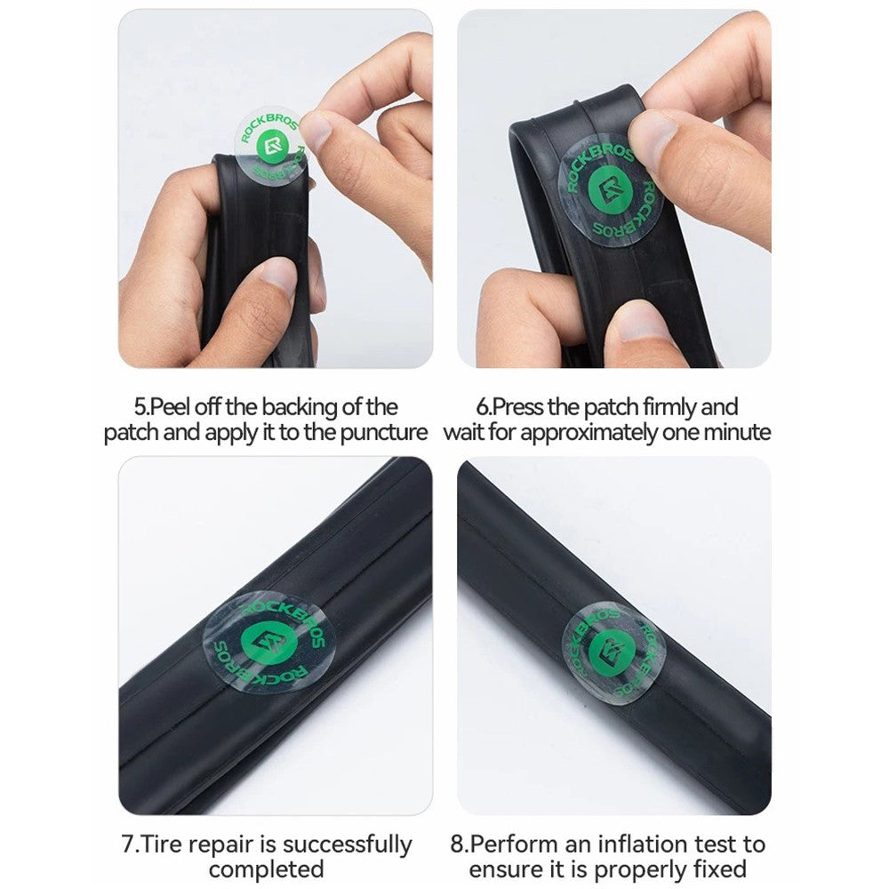 ROCKBROS 6-Piece Bicycle Inner Tube Patch Repair Kit No-Glue Adhesive Quick-Dry Repair Tool Set