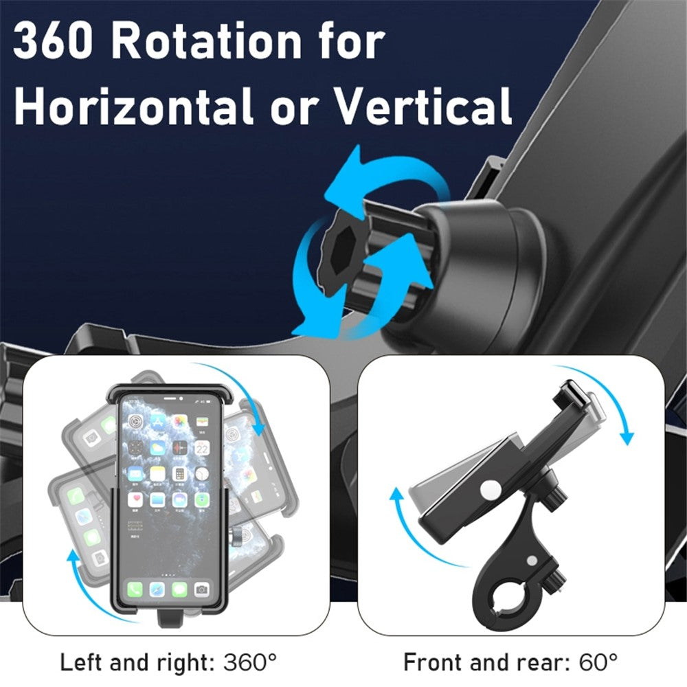 QX-21 Motorcycle E-Bike Bicycle Phone Stand Handlebar / Rear Mirror Mount Rotatable Phone Holder Bracket
