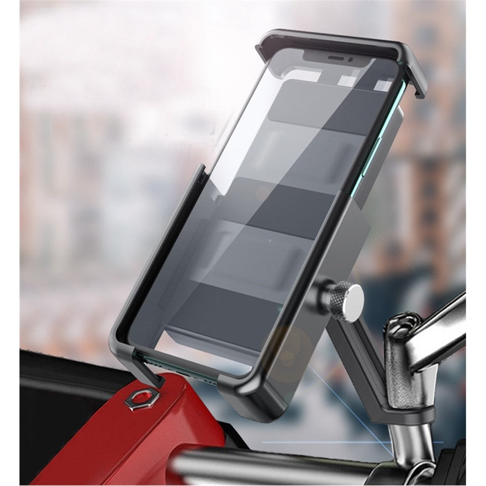 QX-21 Motorcycle E-Bike Bicycle Phone Stand Handlebar / Rear Mirror Mount Rotatable Phone Holder Bracket