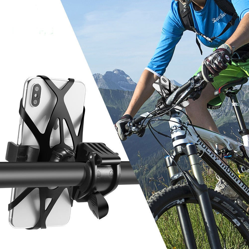 Motorcycle Bicycle Phone Mount Silicone Strap Holder Electric Scooter Navigation Stand for Outdoor Use