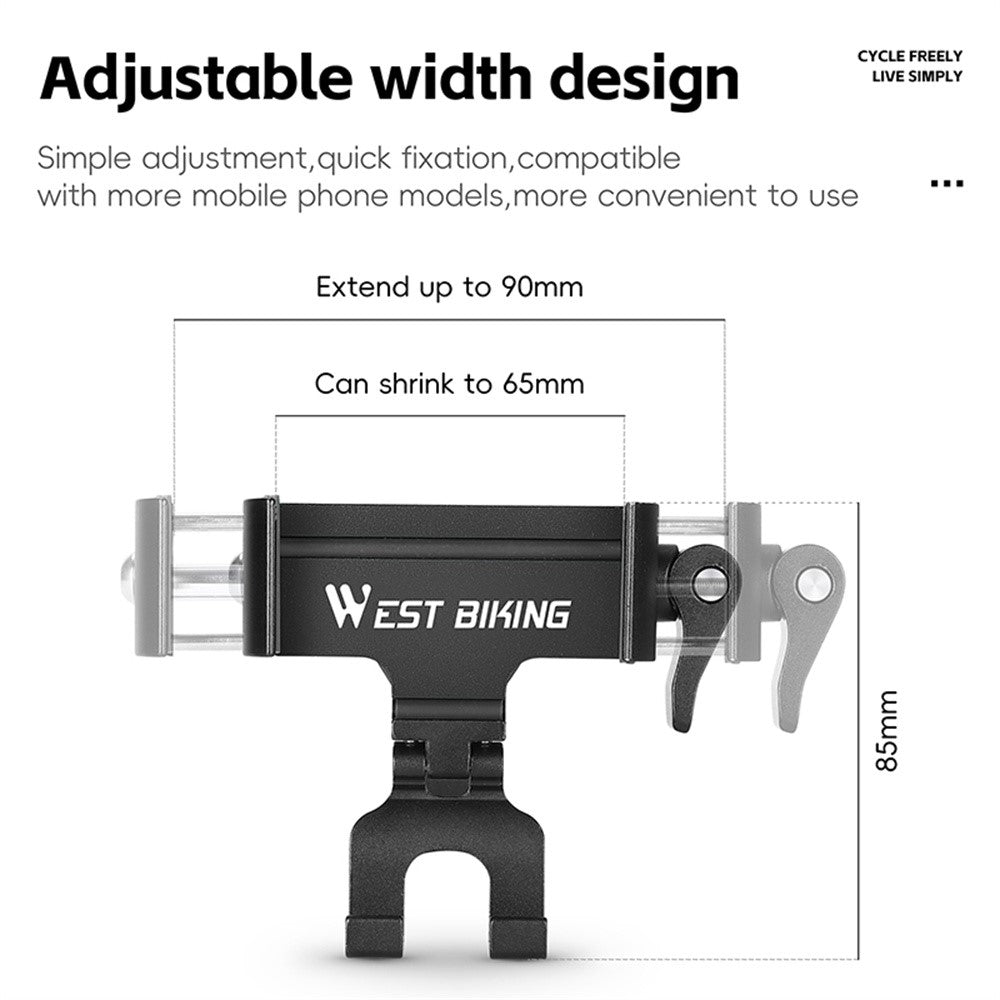 WEST BIKING Bike Phone Mount 360 Degree Rotation Aluminum Alloy Navigation Bracket for Road Mountain Bicycle