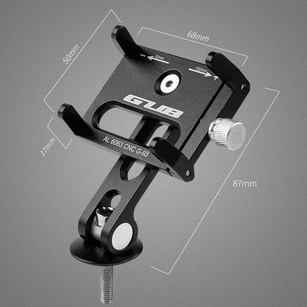 GUB G-93 mobilholder i aluminiumslegering til styr, fire kløer, klemme, cykelmobilstativ, støtte, 270 graders drejning, cykeltilbehør (skruemonteret)