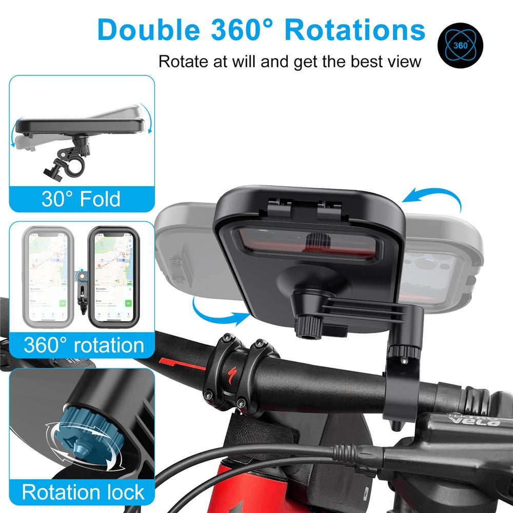 HL-159 Bike Handlebar Rotation Phone Mount Waterproof Motorcycle 4.7-6.8 Inch Phone Holder Bracket