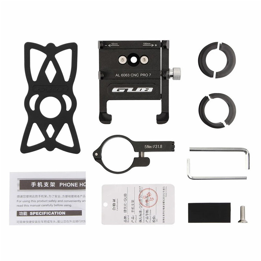 GUB PRO7 Aluminum Alloy Bicycle Handlebar Mount for 55-100mm Cell Phone Holder Bracket