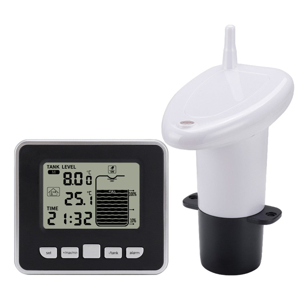 Multifunctional Ultrasonic Water Tank Level Meter with Indoor Temperature Display Digital Electronic Clock Thermometer