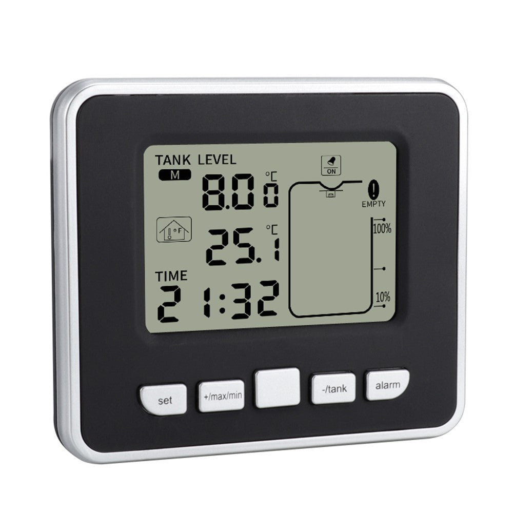 Multifunctional Ultrasonic Water Tank Level Meter with Indoor Temperature Display Digital Electronic Clock Thermometer