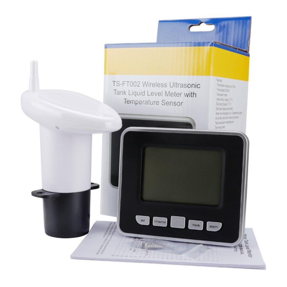 Multifunctional Ultrasonic Water Tank Level Meter with Indoor Temperature Display Digital Electronic Clock Thermometer