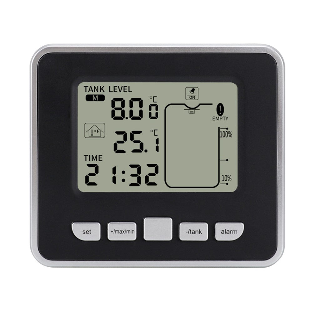 Multifunctional Ultrasonic Water Tank Level Meter with Indoor Temperature Display Digital Electronic Clock Thermometer