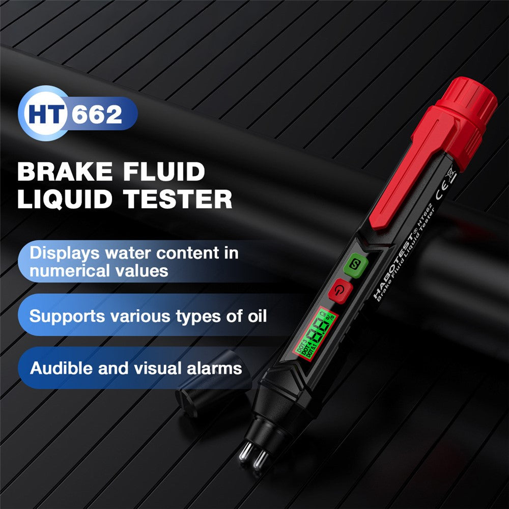 HABOTEST HT662 Brake Fluid Tester Audio Visual Dual Alarm LCD Display Digital Tester Pen (without Battery)
