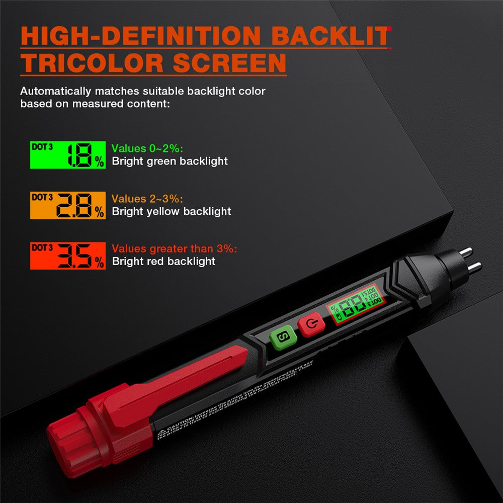 HABOTEST HT662 Brake Fluid Tester Audio Visual Dual Alarm LCD Display Digital Tester Pen (without Battery)