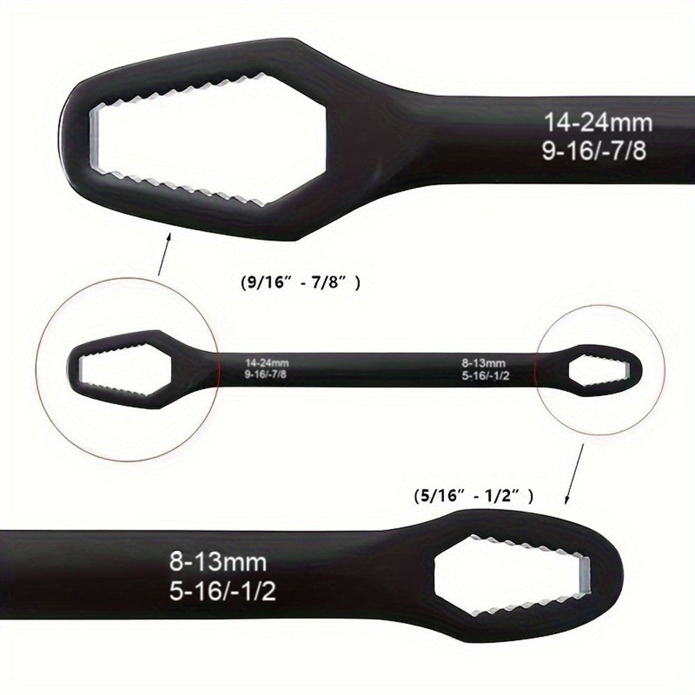 230mm Universal Torx Wrench 8-24mm Chrome Vanadium Steel Double-Head Self-Tightening Wrench