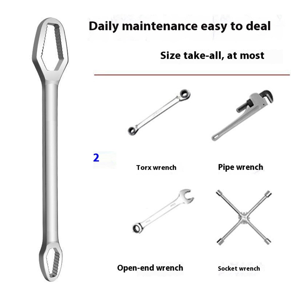 230mm Universal Torx Wrench 8-24mm Chrome Vanadium Steel Double-Head Self-Tightening Wrench