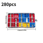 280Pcs Insulated Ring Terminals Assorted Kit Cold Press Electrical Wire Crimp Connectors