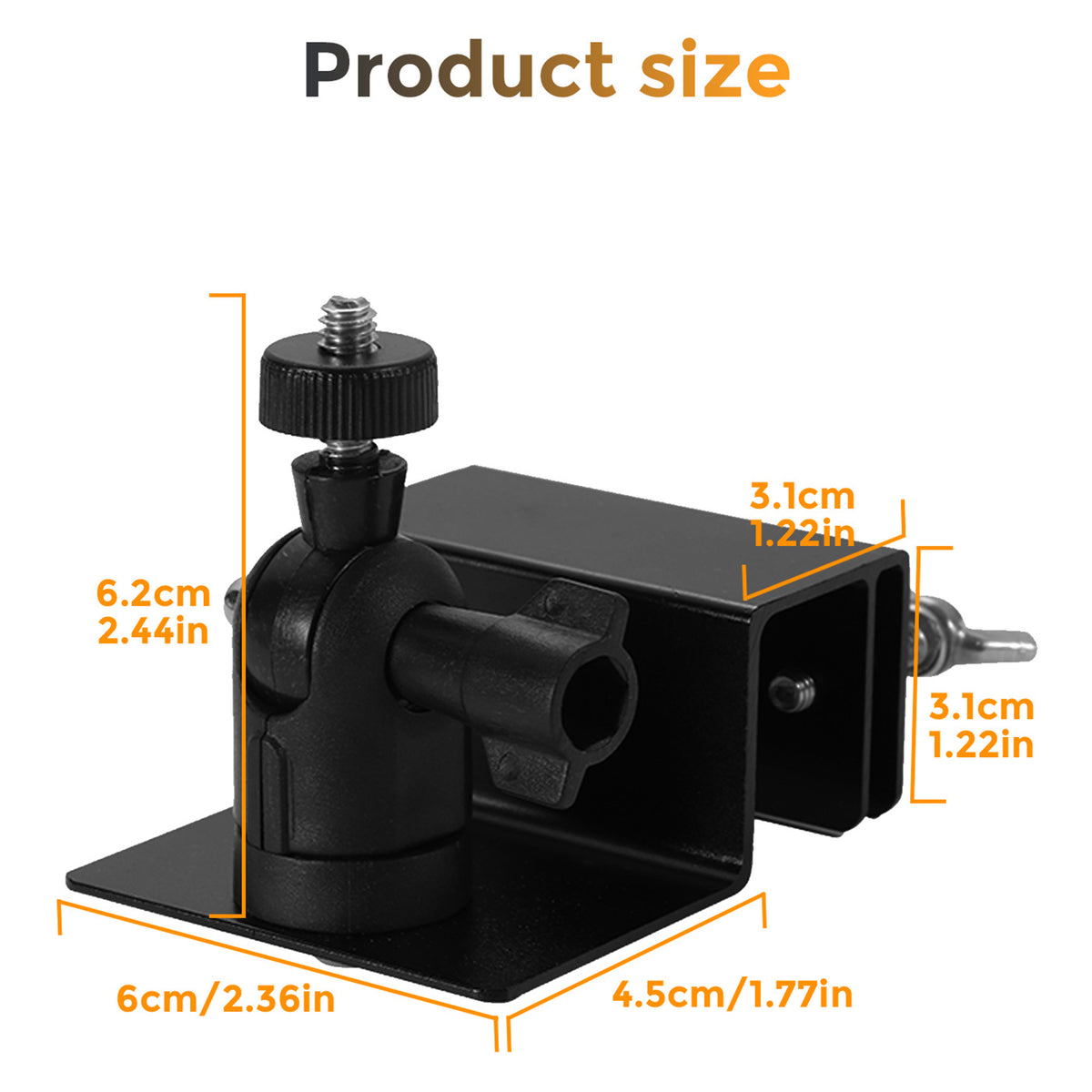 Universal Security Camera Mount for Railing Gutter Weatherproof Aluminum Alloy Pan Tilt Bracket with 1 / 4 Inch Screw