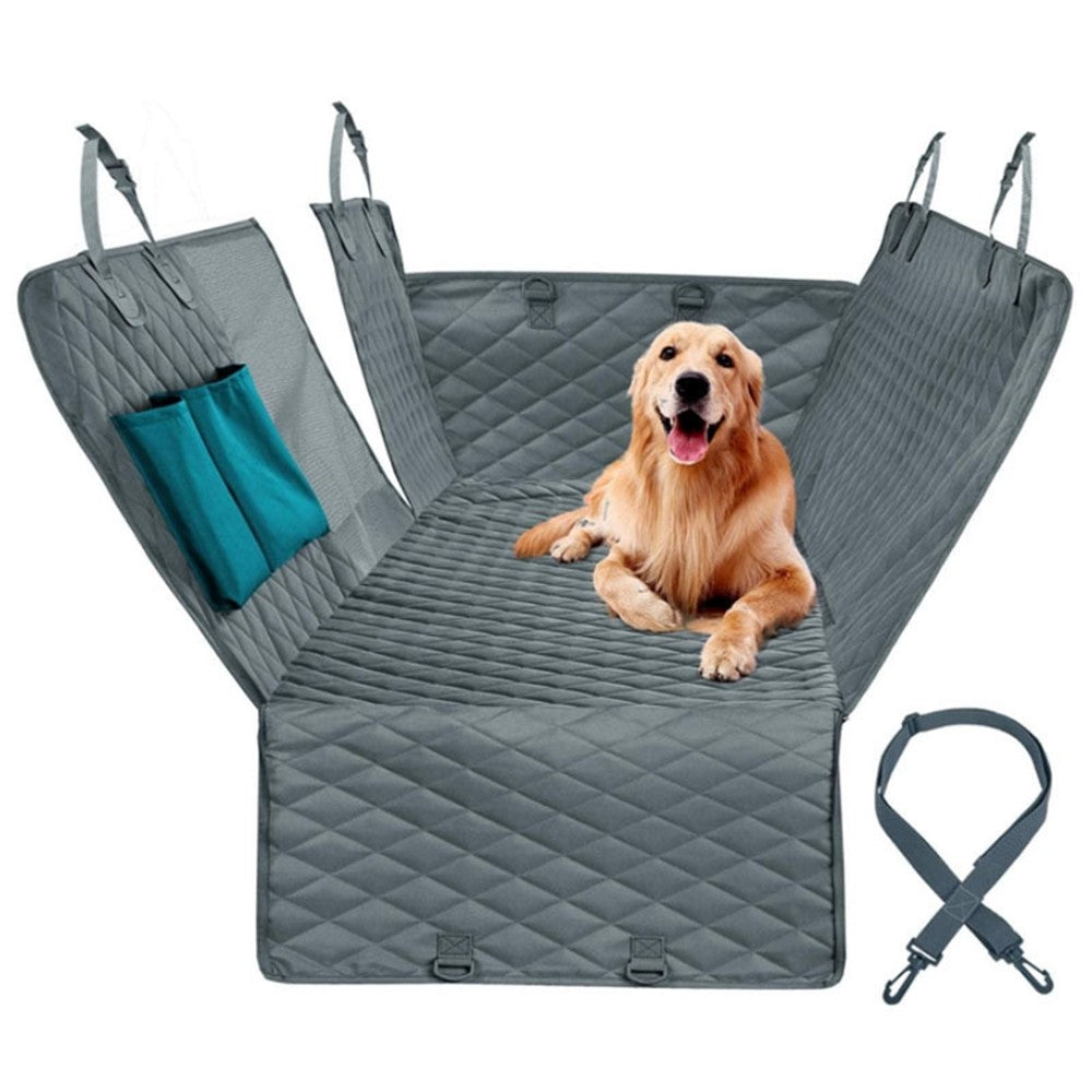 cwd007 Dog Car Seat Cover Splash-proof Dog Seat Cover Non-slip Dog Hammock Anti-scratch Protection Cover for Car Back Seat with 2 Pockets