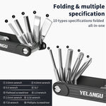 YELANGU LW-A02 10-in-1 Aluminum Alloy + Steel Multi-Function Wrenches Portable Repairing Tool