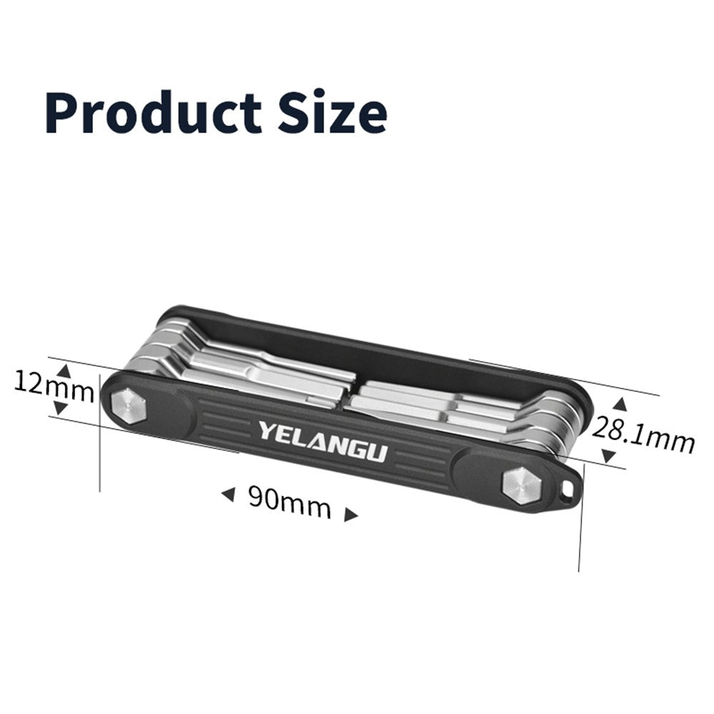 YELANGU LW-A02 10-in-1 Aluminum Alloy + Steel Multi-Function Wrenches Portable Repairing Tool