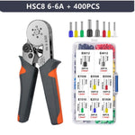 HSC8 6-6A Ferrule Crimping Pliers with 400Pcs Terminals Wire Connector Electrical Repair Kit