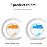 Flowing Sand Art Wireless Charger Lamp LED Night Light Hourglass Decoration for Bedside / Desktop
