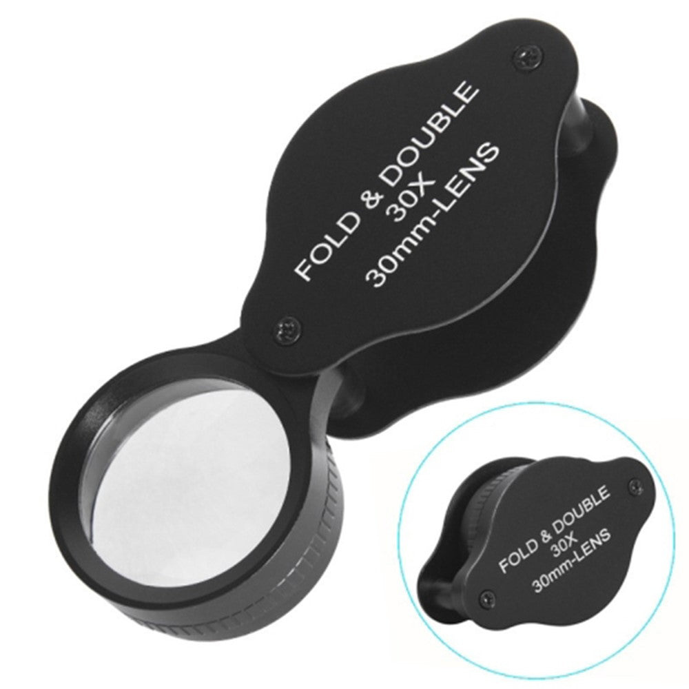 30mm Loupe Optical Glass Lens 30X Magnifier Jewelry Identification Folding Magnifying Glass
