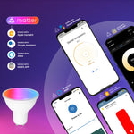 MOES Matter Smart GU10 LED-pærer, farveskiftende WiFi Smart-pærer, 2700K-6500K dæmpbare, Smart Life fjernbetjening