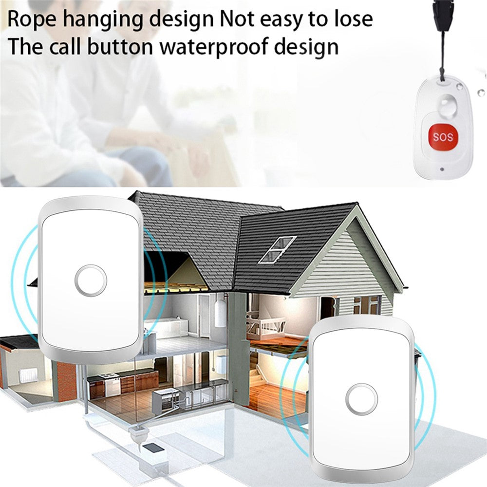C20 Wireless Caregiver Pager Smart Call System with 1 SOS Call Button and 3 Receivers Nurse Calling Alert Patient Help Button EU Plug
