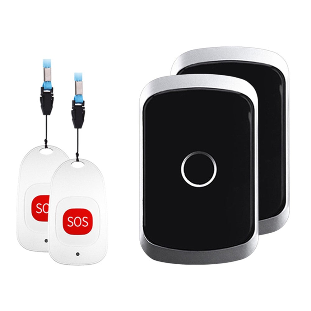 C20 Smart Home Wireless Doorbell Elder Emergency Alarm EU Plug 80m Remote Emergency Call Bell 2 Receivers and 2 Call Buttons