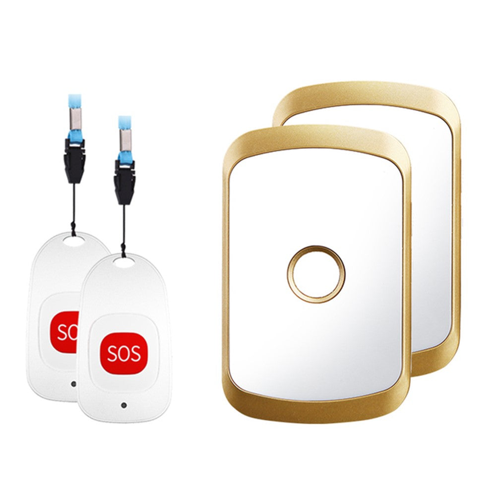 C20 Smart Home Wireless Doorbell Elder Emergency Alarm EU Plug 80m Remote Emergency Call Bell 2 Receivers and 2 Call Buttons