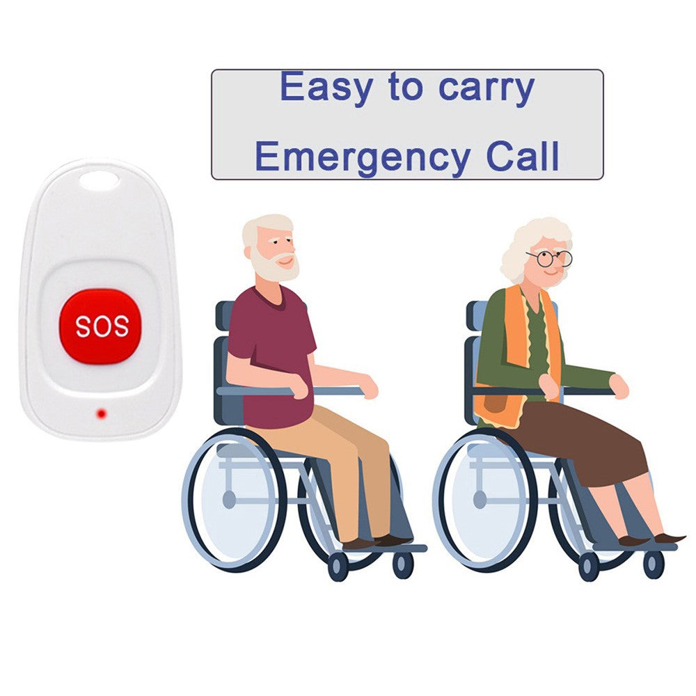 CTW07 EU Plug Wireless Alert Button Call Button for Elderly Emergency, Alert System for Seniors, 4 SOS Call Buttons and 1 Digital Screen Receiver