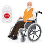 CTW07 EU Plug Wireless Alert Button Call Button for Elderly Emergency, Alert System for Seniors, 4 SOS Call Buttons and 1 Digital Screen Receiver