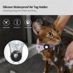For AirTag Silicone Case Paw Pattern Reflective Pet Collar GPS Tracker Protective Cover with Bell, with Front Back Film Set