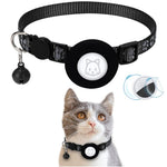 For AirTag Silicone Case Paw Pattern Reflective Pet Collar GPS Tracker Protective Cover with Bell, with Front Back Film Set