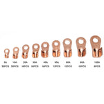 A2964 140Pcs 5A / 10A / 20A / 30A / 40A / 50A / 60A / 80A / 100A Open Barrel Terminals Set Wire Crimp Cable Lugs Copper Terminal Connectors with Storage Box