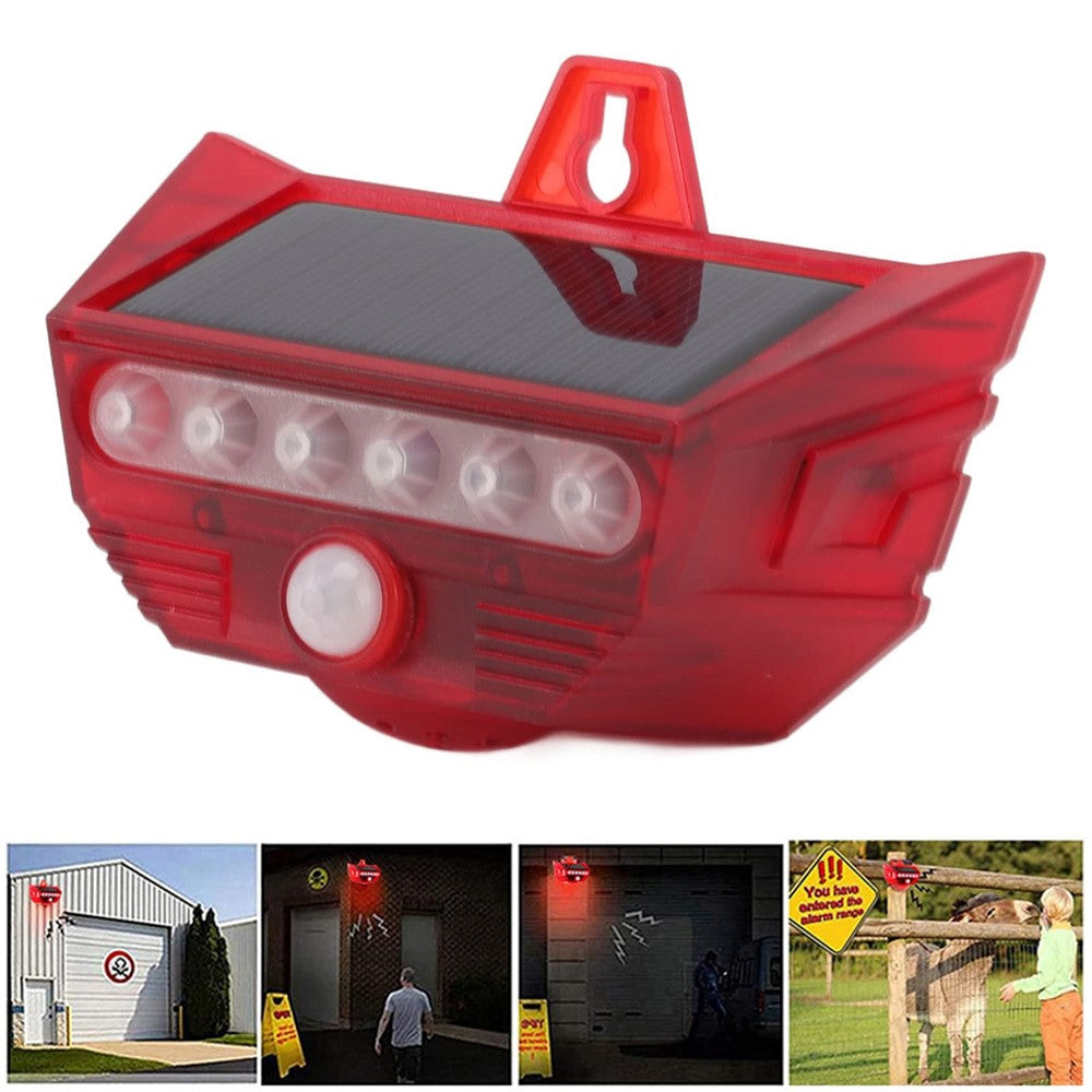RC-710 Solar Powered PIR Motion Sensor Alarm 129dB Audio and Visual Animal Repeller (without Remote)