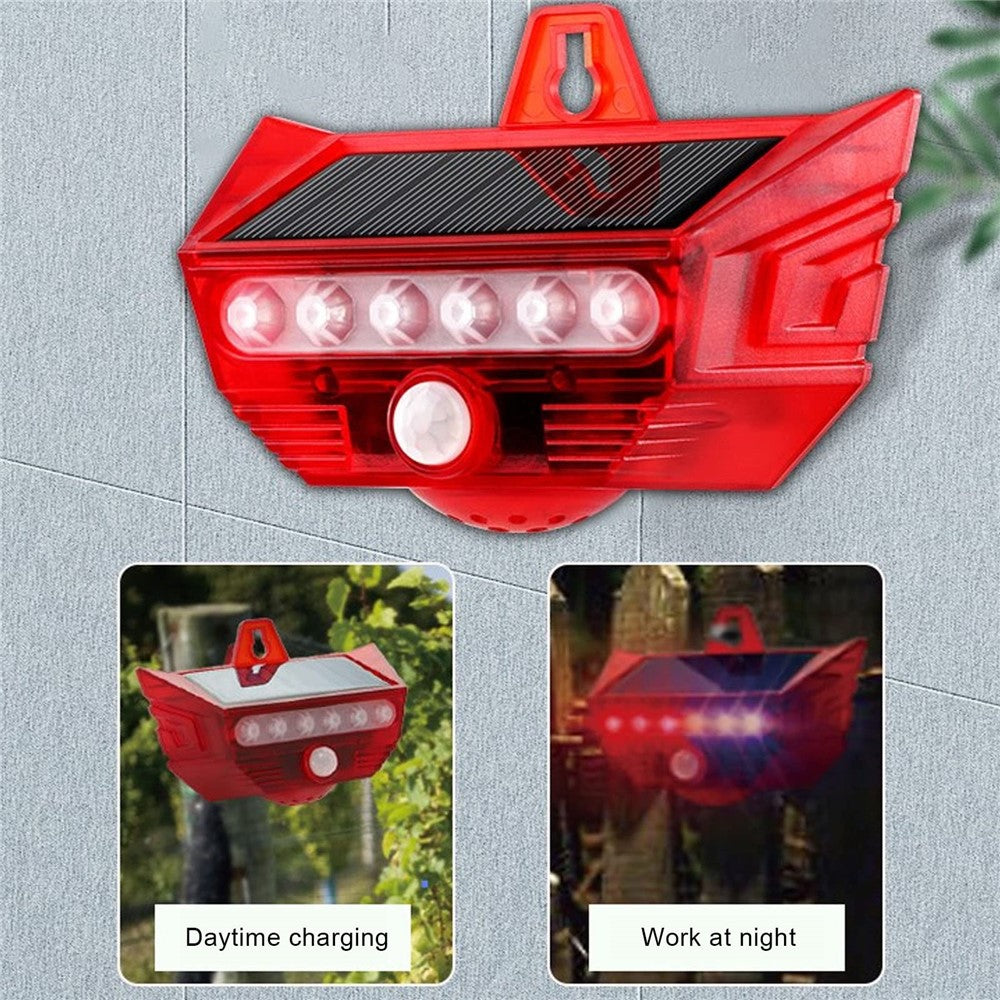 RC-710 Solar Powered PIR Motion Sensor Alarm 129dB Audio and Visual Animal Repeller (without Remote)