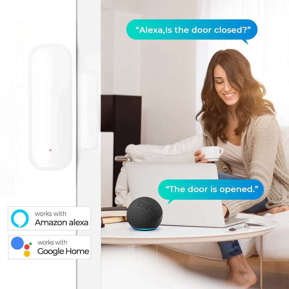 90080 WiFi Smart Door Sensor Tuya APP Remote Control Alexa Voice Control Anti-Theft Alarm for Home Hotel Security