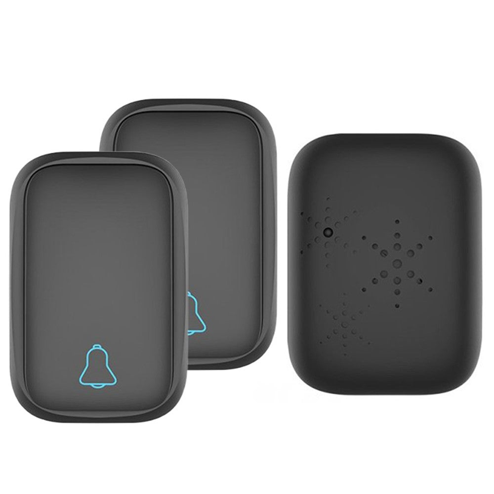 TS-K111 Trådlös dörrklocka Plug and Play-dörrklocka 38 melodier Alarm 4 justerbara volymnivåer för hem Villa Lägenhet Äldrevård, 2 knappar och 1 dörrklocka