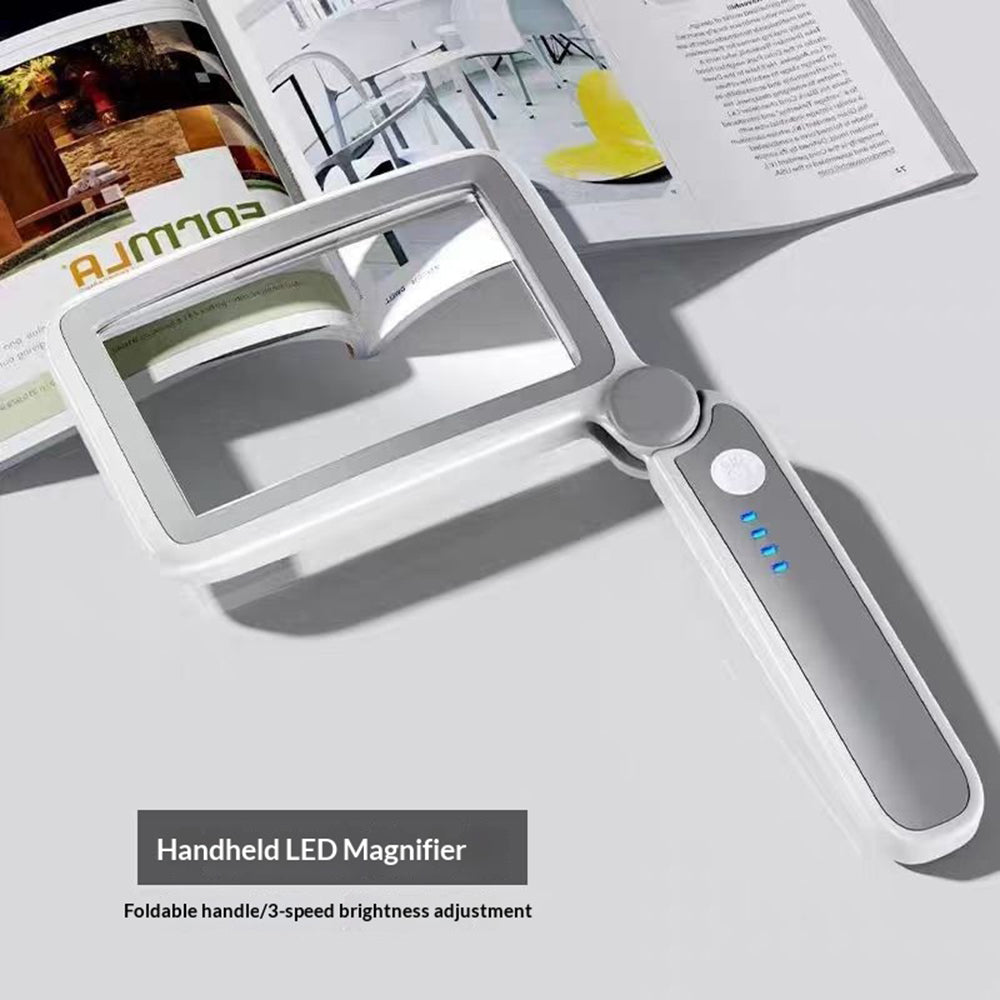 Rechargeable 10-LED Magnifying Glass Handheld Folding Magnifier with Light for Reading Electronics Repair