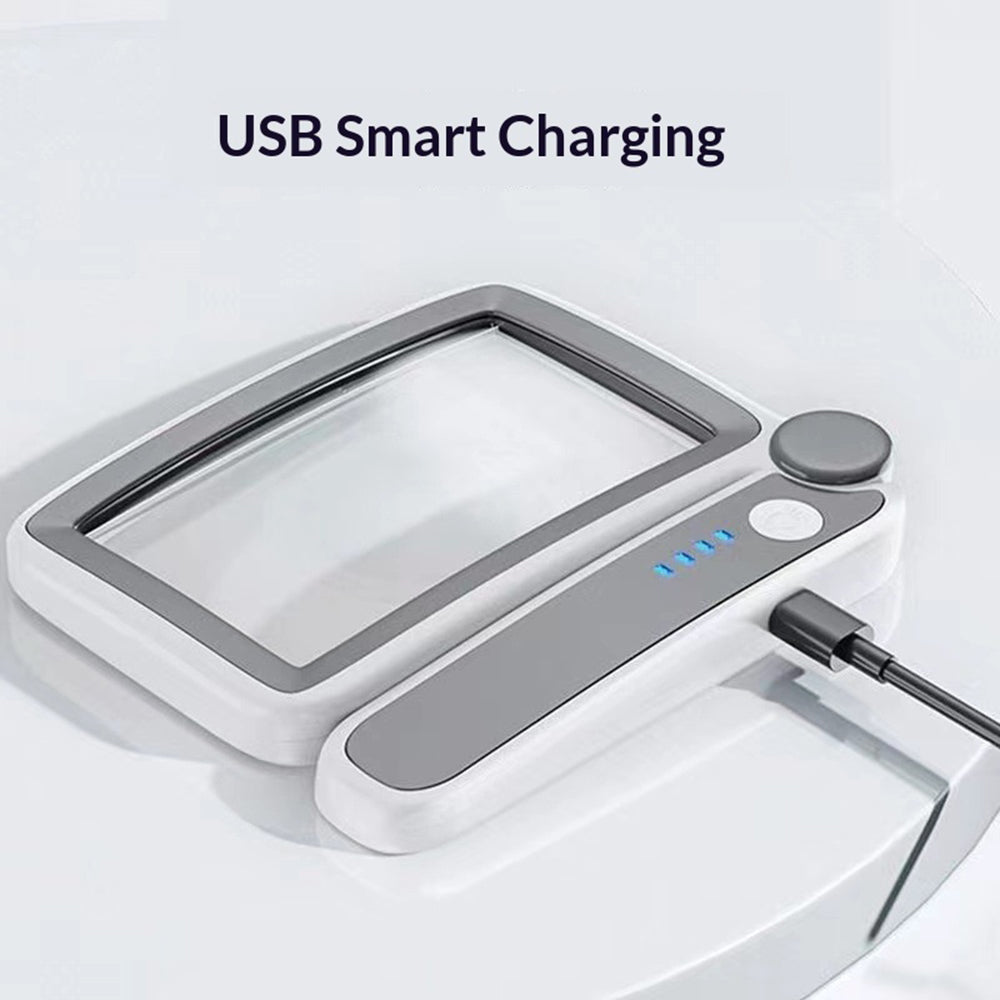 Rechargeable 10-LED Magnifying Glass Handheld Folding Magnifier with Light for Reading Electronics Repair