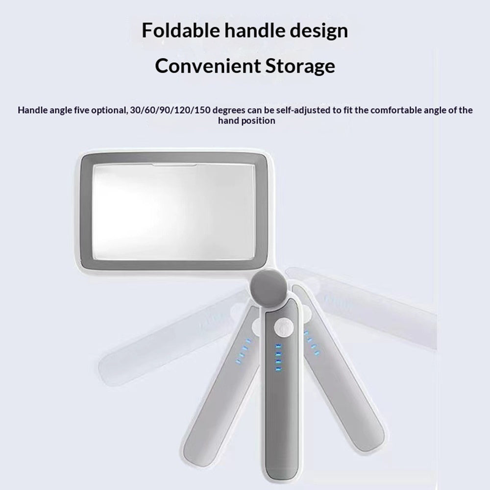 Rechargeable 10-LED Magnifying Glass Handheld Folding Magnifier with Light for Reading Electronics Repair